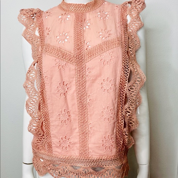 Entro USA Lace Crochet Ruffle Punk Top - Picture 3 of 12